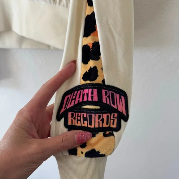 Death Row Records Cropped Leopard Velour Crewneck Sweatshirt Dr Bombay M NEW - Picture 4 of 12